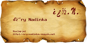 Őry Nadinka névjegykártya